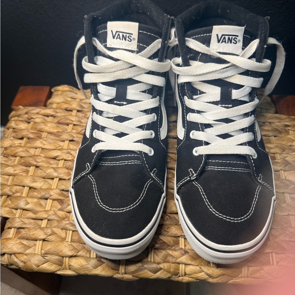 Vans Kids Black and White High-Top Sneakers